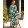 imageMoss Rose Caftan Coverup Dresses for Women V Neck Summer Swimsuit Kaftan Plus Size Maxi Beach Vacation ClothesBgreen