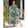 imageMoss Rose Caftan Coverup Dresses for Women V Neck Summer Swimsuit Kaftan Plus Size Maxi Beach Vacation ClothesBgreen