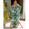imageMoss Rose Caftan Coverup Dresses for Women V Neck Summer Swimsuit Kaftan Plus Size Maxi Beach Vacation ClothesBgreen