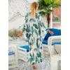 imageMoss Rose Caftan Coverup Dresses for Women V Neck Summer Swimsuit Kaftan Plus Size Maxi Beach Vacation ClothesBgreen Leaf