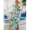 imageMoss Rose Caftan Coverup Dresses for Women V Neck Summer Swimsuit Kaftan Plus Size Maxi Beach Vacation ClothesBgreen Leaf