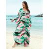 imageMoss Rose Caftan Coverup Dresses for Women V Neck Summer Swimsuit Kaftan Plus Size Maxi Beach Vacation ClothesBgreen Pink