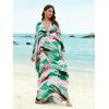 imageMoss Rose Caftan Coverup Dresses for Women V Neck Summer Swimsuit Kaftan Plus Size Maxi Beach Vacation ClothesBgreen Pink