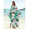 imageMoss Rose Caftan Coverup Dresses for Women V Neck Summer Swimsuit Kaftan Plus Size Maxi Beach Vacation ClothesBgreen Pink