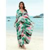 imageMoss Rose Caftan Coverup Dresses for Women V Neck Summer Swimsuit Kaftan Plus Size Maxi Beach Vacation ClothesBgreen Pink