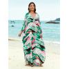 imageMoss Rose Caftan Coverup Dresses for Women V Neck Summer Swimsuit Kaftan Plus Size Maxi Beach Vacation ClothesBgreen Pink