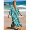 imageMoss Rose Caftan Coverup Dresses for Women V Neck Summer Swimsuit Kaftan Plus Size Maxi Beach Vacation ClothesBgreen Zebra