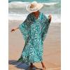 imageMoss Rose Caftan Coverup Dresses for Women V Neck Summer Swimsuit Kaftan Plus Size Maxi Beach Vacation ClothesBgreen Zebra