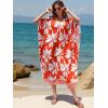 imageMoss Rose Caftan Coverup Dresses for Women V Neck Summer Swimsuit Kaftan Plus Size Maxi Beach Vacation ClothesBorange White