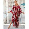 imageMoss Rose Caftan Coverup Dresses for Women V Neck Summer Swimsuit Kaftan Plus Size Maxi Beach Vacation ClothesBred