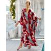 imageMoss Rose Caftan Coverup Dresses for Women V Neck Summer Swimsuit Kaftan Plus Size Maxi Beach Vacation ClothesBred