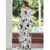 imageMoss Rose Caftan Coverup Dresses for Women V Neck Summer Swimsuit Kaftan Plus Size Maxi Beach Vacation ClothesBwhite Black Butterflies