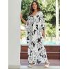 imageMoss Rose Caftan Coverup Dresses for Women V Neck Summer Swimsuit Kaftan Plus Size Maxi Beach Vacation ClothesBwhite Black Butterflies