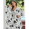 imageMoss Rose Caftan Coverup Dresses for Women V Neck Summer Swimsuit Kaftan Plus Size Maxi Beach Vacation ClothesBwhite Black Butterflies