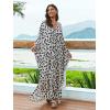 imageMoss Rose Caftan Coverup Dresses for Women V Neck Summer Swimsuit Kaftan Plus Size Maxi Beach Vacation ClothesBwhite Black Heart