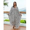 imageMoss Rose Caftan Coverup Dresses for Women V Neck Summer Swimsuit Kaftan Plus Size Maxi Beach Vacation ClothesBwhite Black Heart