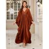 imageMoss Rose Caftan Coverup Dresses for Women V Neck Summer Swimsuit Kaftan Plus Size Maxi Beach Vacation ClothesCbrown