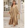 imageMoss Rose Caftan Coverup Dresses for Women V Neck Summer Swimsuit Kaftan Plus Size Maxi Beach Vacation ClothesCchampagne