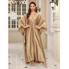 imageMoss Rose Caftan Coverup Dresses for Women V Neck Summer Swimsuit Kaftan Plus Size Maxi Beach Vacation ClothesCchampagne