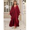 imageMoss Rose Caftan Coverup Dresses for Women V Neck Summer Swimsuit Kaftan Plus Size Maxi Beach Vacation ClothesCdark Red