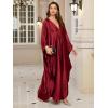 imageMoss Rose Caftan Coverup Dresses for Women V Neck Summer Swimsuit Kaftan Plus Size Maxi Beach Vacation ClothesCdark Red
