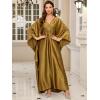 imageMoss Rose Caftan Coverup Dresses for Women V Neck Summer Swimsuit Kaftan Plus Size Maxi Beach Vacation ClothesCgold