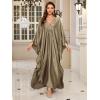 imageMoss Rose Caftan Coverup Dresses for Women V Neck Summer Swimsuit Kaftan Plus Size Maxi Beach Vacation ClothesCsilver Gray