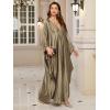 imageMoss Rose Caftan Coverup Dresses for Women V Neck Summer Swimsuit Kaftan Plus Size Maxi Beach Vacation ClothesCsilver Gray