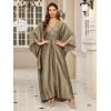 imageMoss Rose Caftan Coverup Dresses for Women V Neck Summer Swimsuit Kaftan Plus Size Maxi Beach Vacation ClothesCsilver Gray