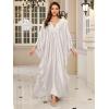 imageMoss Rose Caftan Coverup Dresses for Women V Neck Summer Swimsuit Kaftan Plus Size Maxi Beach Vacation ClothesCwhite