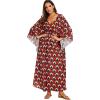 imageMoss Rose Kaftan Dresses for Women V Neck Summer Swimsuit Cover up Caftan Maxi Beach DressesAblack Flower