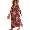 imageMoss Rose Kaftan Dresses for Women V Neck Summer Swimsuit Cover up Caftan Maxi Beach DressesAblack Flower