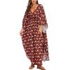 imageMoss Rose Kaftan Dresses for Women V Neck Summer Swimsuit Cover up Caftan Maxi Beach DressesAblack Flower