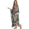 imageMoss Rose Kaftan Dresses for Women V Neck Summer Swimsuit Cover up Caftan Maxi Beach DressesAblack Green