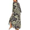 imageMoss Rose Kaftan Dresses for Women V Neck Summer Swimsuit Cover up Caftan Maxi Beach DressesAblack Green