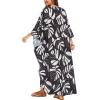 imageMoss Rose Kaftan Dresses for Women V Neck Summer Swimsuit Cover up Caftan Maxi Beach DressesAblack White