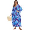 imageMoss Rose Kaftan Dresses for Women V Neck Summer Swimsuit Cover up Caftan Maxi Beach DressesAblue