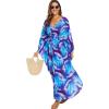 imageMoss Rose Kaftan Dresses for Women V Neck Summer Swimsuit Cover up Caftan Maxi Beach DressesAblue