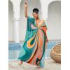 imageMoss Rose Kaftan Dresses for Women V Neck Summer Swimsuit Cover up Caftan Maxi Beach DressesAbutterfly
