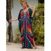 imageMoss Rose Kaftan Dresses for Women V Neck Summer Swimsuit Cover up Caftan Maxi Beach DressesAcolorful 1