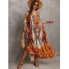 imageMoss Rose Kaftan Dresses for Women V Neck Summer Swimsuit Cover up Caftan Maxi Beach DressesAcolorful 10