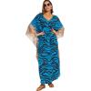 imageMoss Rose Kaftan Dresses for Women V Neck Summer Swimsuit Cover up Caftan Maxi Beach DressesAdeep Blue