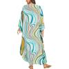imageMoss Rose Kaftan Dresses for Women V Neck Summer Swimsuit Cover up Caftan Maxi Beach DressesAgreen Print