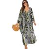 imageMoss Rose Kaftan Dresses for Women V Neck Summer Swimsuit Cover up Caftan Maxi Beach DressesAmulticolor