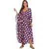 imageMoss Rose Kaftan Dresses for Women V Neck Summer Swimsuit Cover up Caftan Maxi Beach DressesAnavy Flower