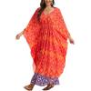 imageMoss Rose Kaftan Dresses for Women V Neck Summer Swimsuit Cover up Caftan Maxi Beach DressesAorange