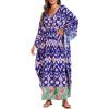 imageMoss Rose Kaftan Dresses for Women V Neck Summer Swimsuit Cover up Caftan Maxi Beach DressesApurple