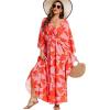 imageMoss Rose Kaftan Dresses for Women V Neck Summer Swimsuit Cover up Caftan Maxi Beach DressesAred