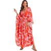 imageMoss Rose Kaftan Dresses for Women V Neck Summer Swimsuit Cover up Caftan Maxi Beach DressesAred