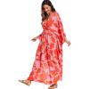 imageMoss Rose Kaftan Dresses for Women V Neck Summer Swimsuit Cover up Caftan Maxi Beach DressesAred